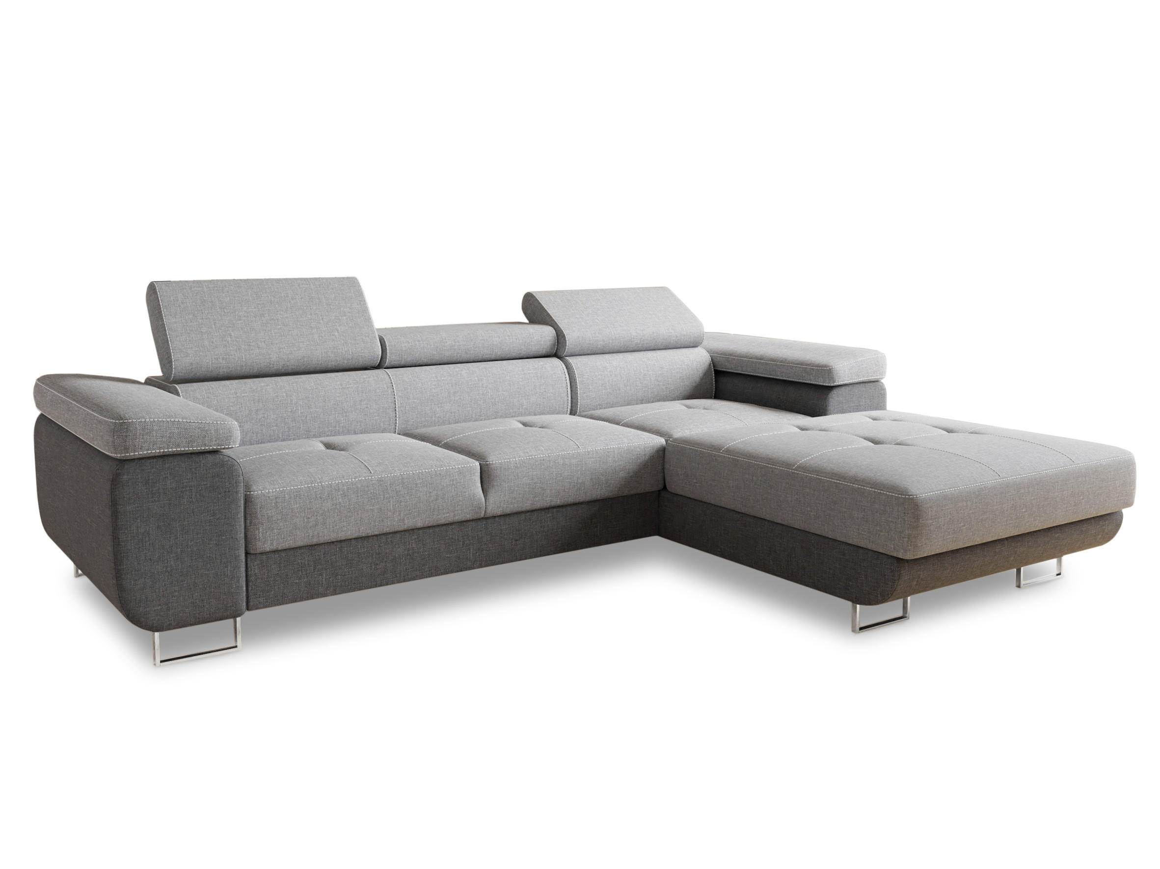 ECKSOFA Divo, Seite: Rechts - Hellgrau/Grau, Holz/Textil (282/204cm) - Sofnet