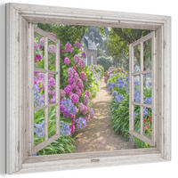 AKUSTICKÝ obraz Hortenzie - Průhledné - Květiny - Léto - Fialová - Cesta 100x70 cm - fialová, textil (100/70/0.9cm) - MuchoWow