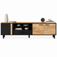 TV-LOWBOARD aus Spanplatte 180x32,5x50 cm Schwarz/Holzoptik mit 3 Türen und Schublade - Schwarz, Holzwerkstoff (180/50/32.5cm) - IVMEU