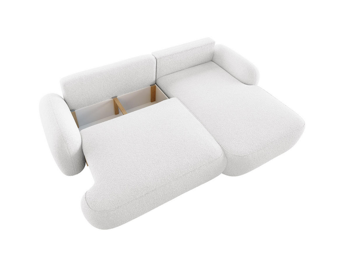ECKSOFA MIVARO Schlaffsofa Boucle Weiß (RECHTS) - Weiß, Textil (276/176cm) - Luxkor24