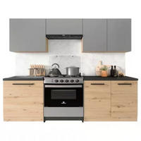 KÜCHENZEILE 200 cm - Langen K24-M200 - in Artisan Eiche/Grau - Eiche Artisan/Grau, Holz/Metall (200/210/47cm)
