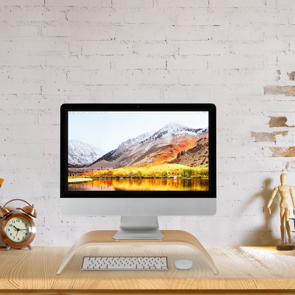 MONITORSTÄNDER Natur Bambus gebogen 10x52,5x24 cm - Hellbraun, Holz (24/52.5/10cm) - Relaxdays
