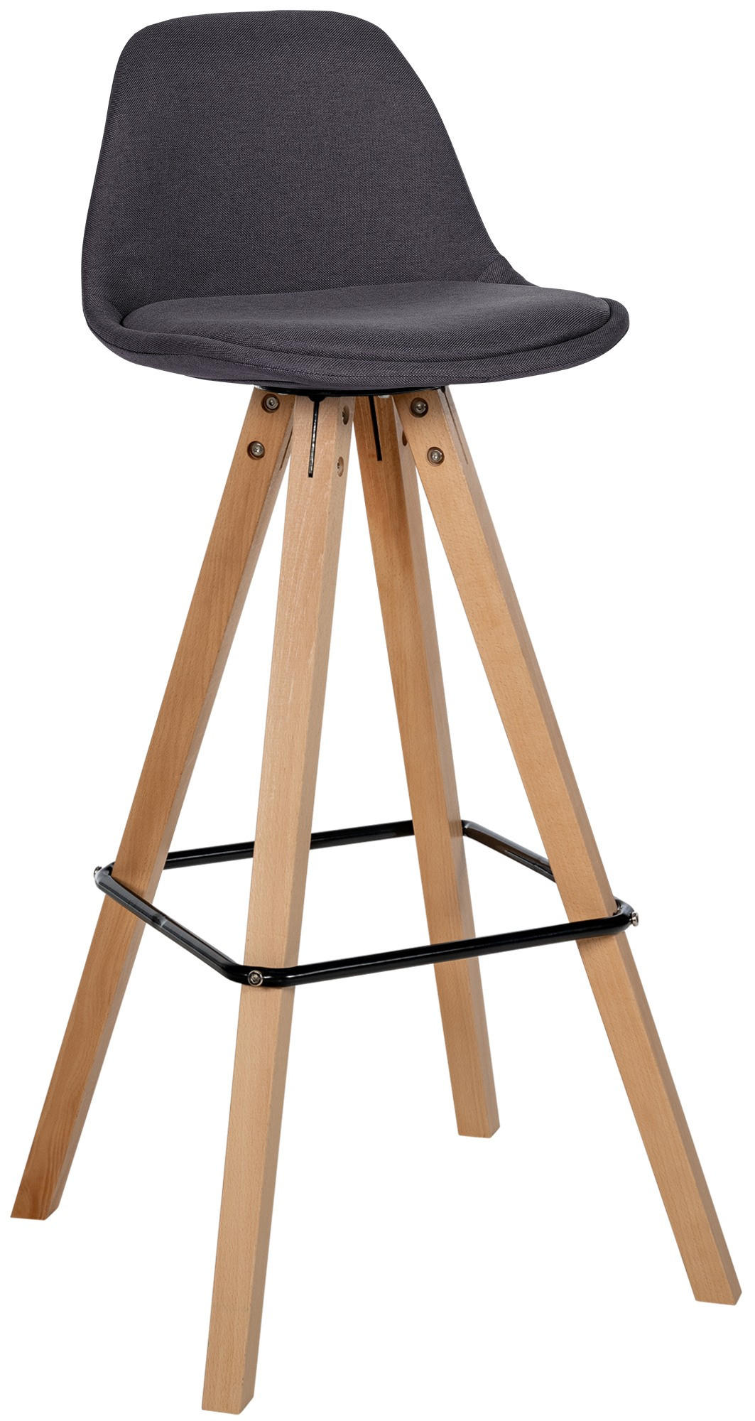 BARHOCKER Stoff Dunkelgrau - Eukalyptusholzfarben/Dunkelgrau, Holz/Textil (38/99/44cm) - CLP