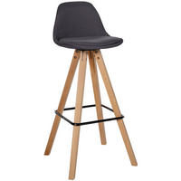 BARHOCKER Stoff Dunkelgrau - Eukalyptusholzfarben/Dunkelgrau, Holz/Textil (38/99/44cm) - CLP
