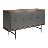KOMMODE Rechteckig Dunkelgrau Walnuss Gold 140/45/80 - Dunkelgrau, Holzwerkstoff (140/80/45cm) - ANGEL CERDA