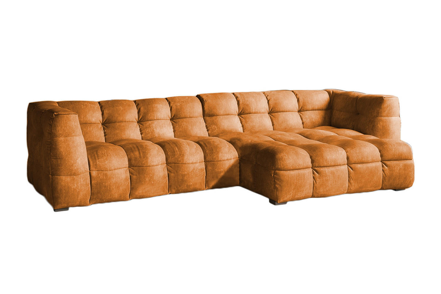 ECKSOFA RIO Gold Velvet - Goldfarben/Schwarz, Textil (319/170cm) - KAWOLA