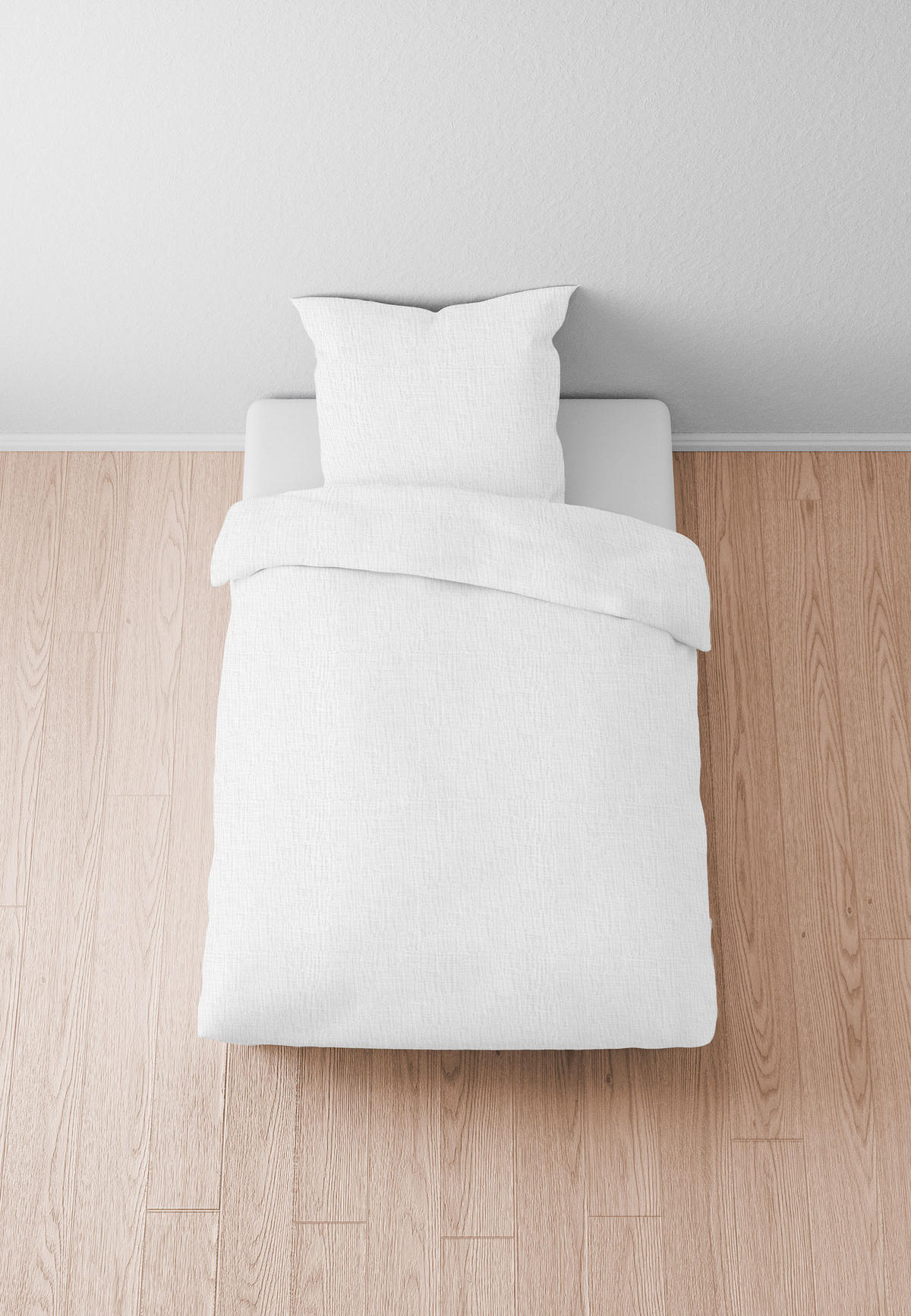 BETTWÄSCHE-GARNITUR Musselin UNI weiss, 135x200 cm + 80x80 cm - Weiß, Textil (135/200cm) - biberna