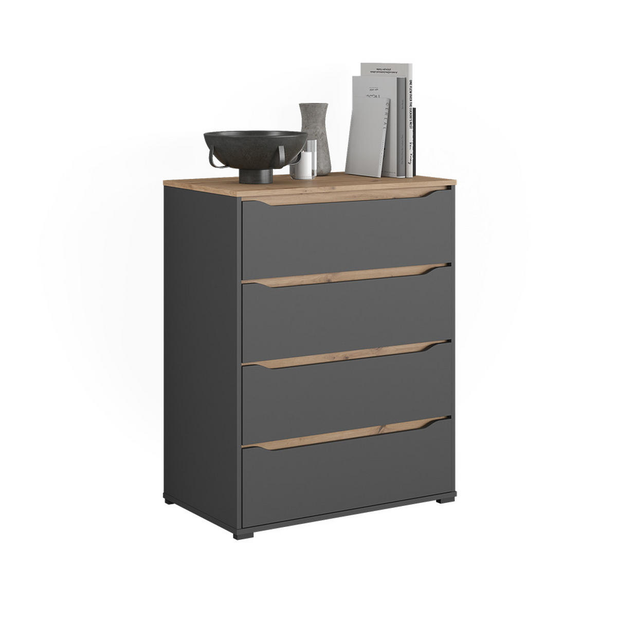 KOMMODE Ruben, Anthrazit/Artisan-Eiche, 80 x 100.7 cm - Anthrazit/Eiche Artisan, Holzwerkstoff (80/480/48cm) - Vicco