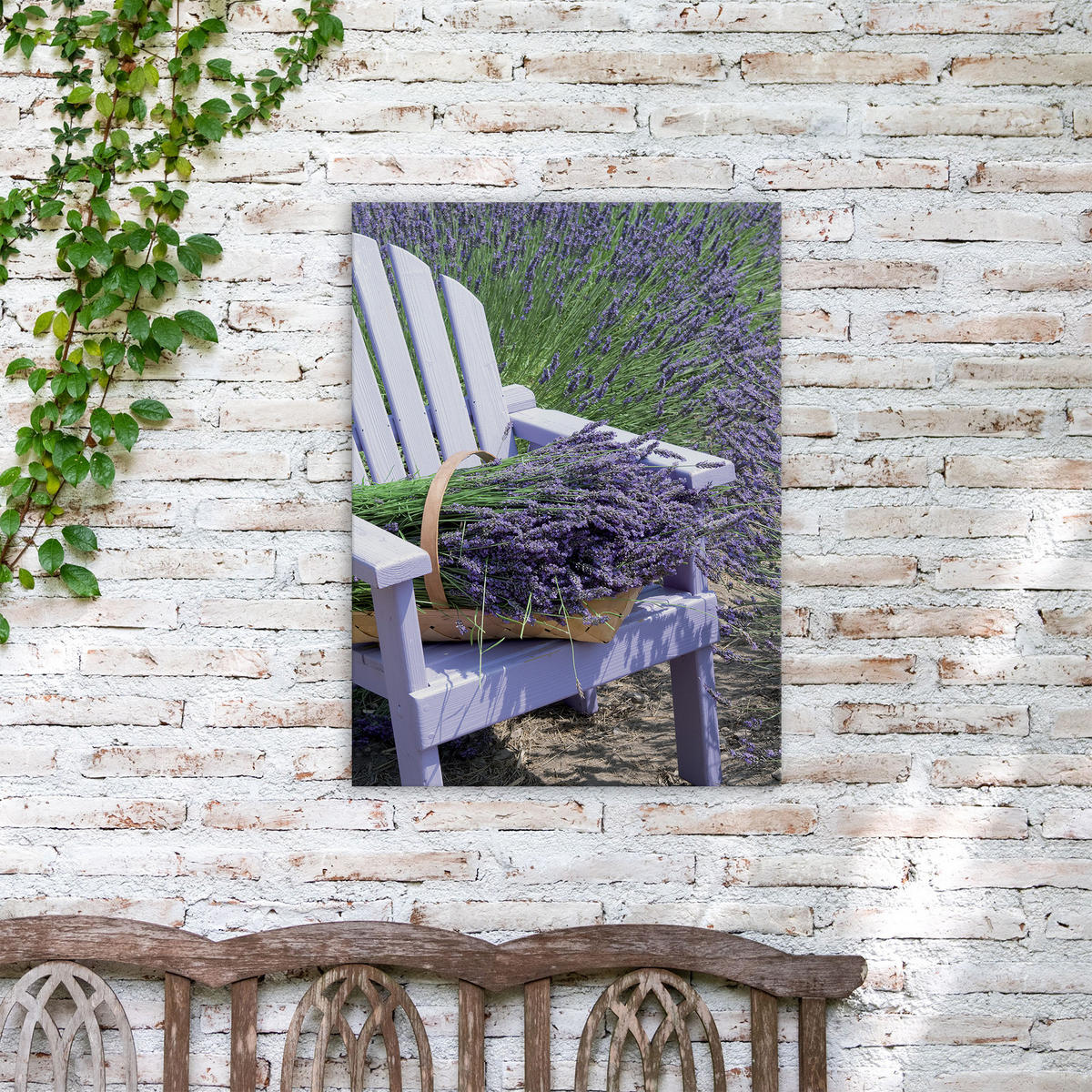 LEINWANDBILD Lavendelstuhl 70x50cm - Lila/Weiß, Textil (70/1cm) - Art for the Home