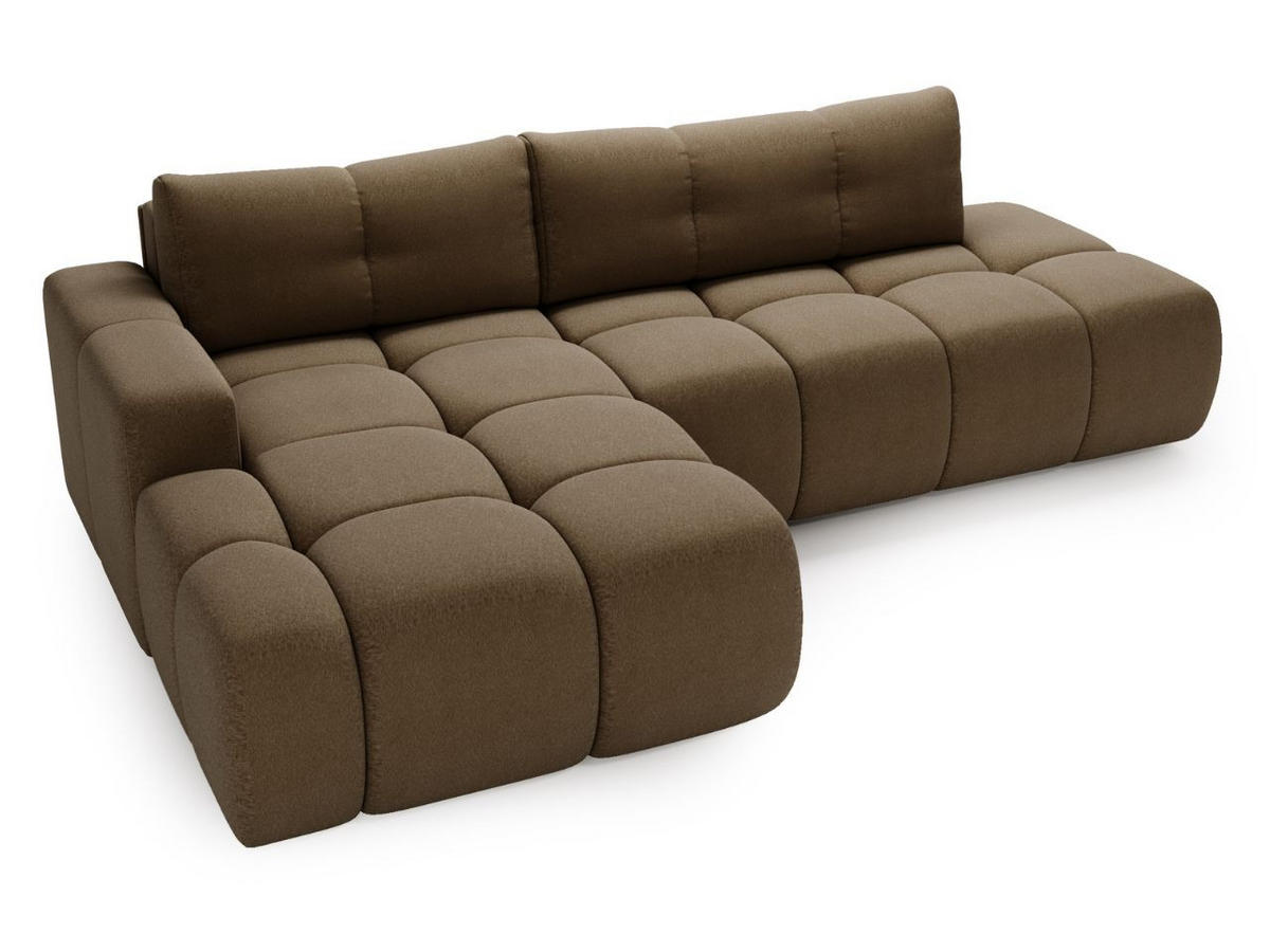 ECKSOFA Montero Bouclé-Stoff Braun Links - Braun, Holz/Textil (280/177cm) - Graingold