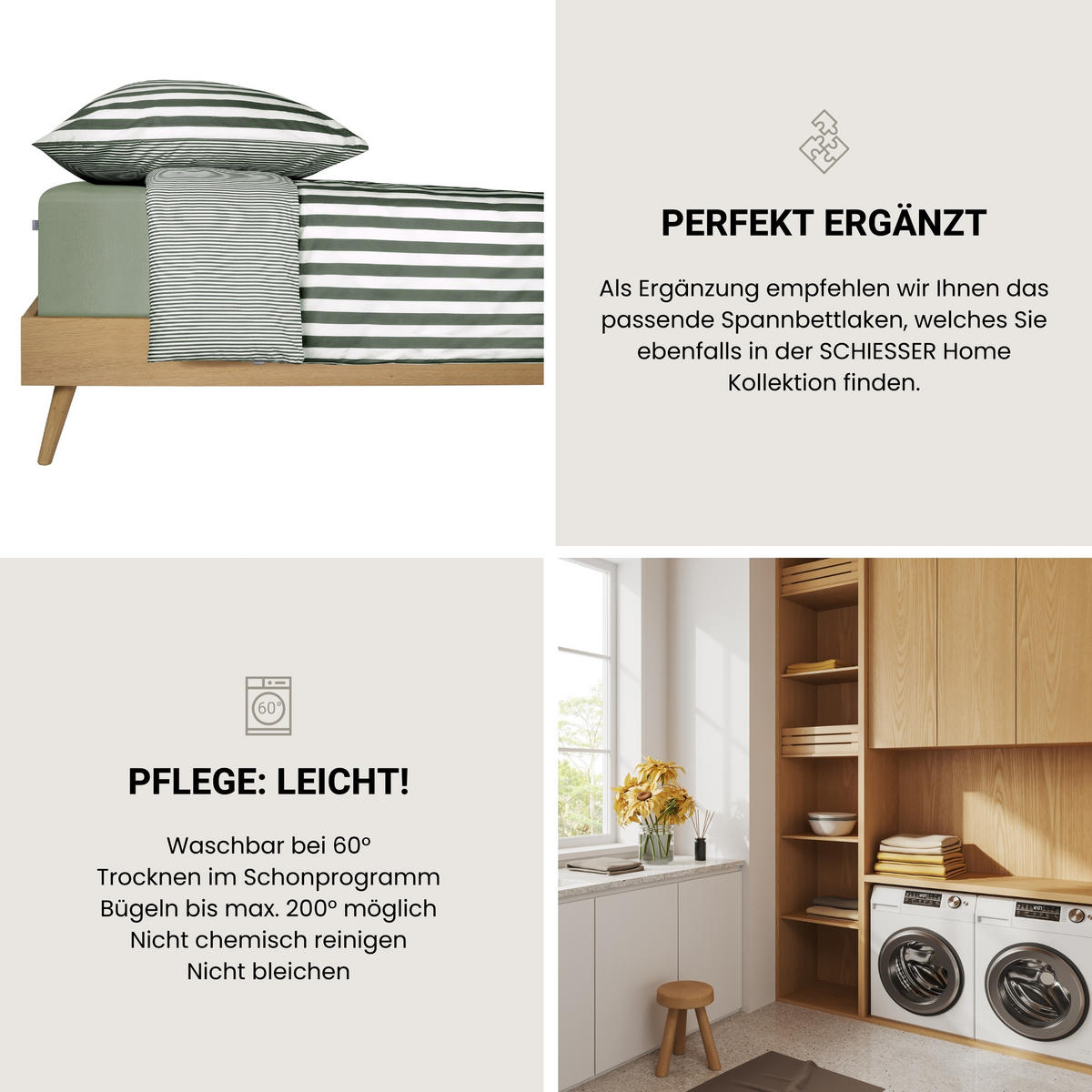 BETTWÄSCHESET Marie - Renforcé - 2-teilig - 135 x 200 cm - Dunkelgrün - Dunkelgrün, Textil (135/200cm) - SCHIESSER