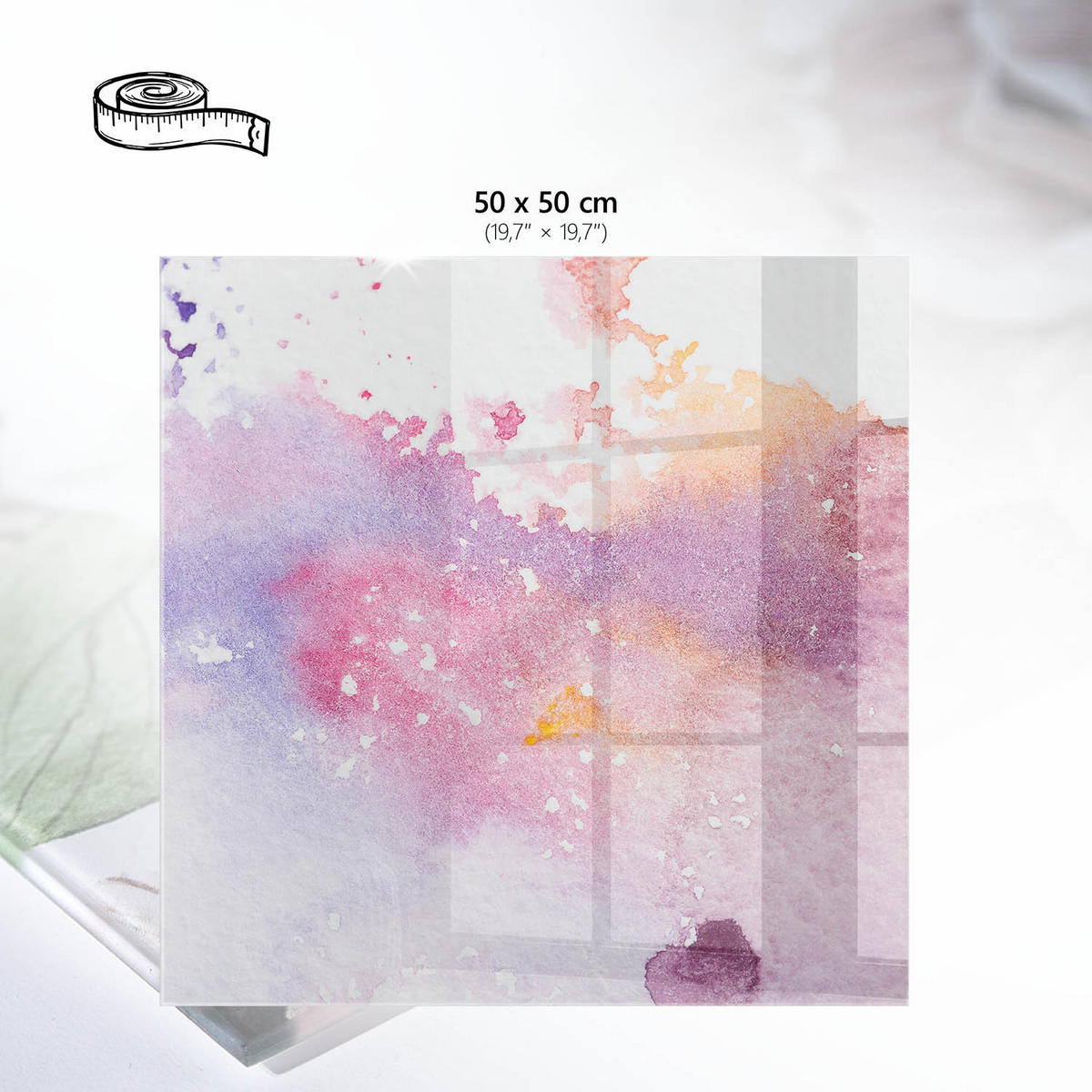 TISCHPLATTE 50x50 cm – Ein farbenfroher Akzent - Pink, Glas (50/50/0.4cm) - Wallfluent