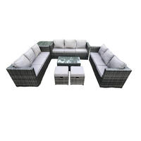 GARTENSET Polyrattan 11-Sitzer - Dunkelgrau, Metall - Fimous