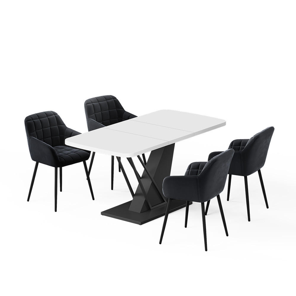 Vicco Esstisch-Set Weiß, Schwarz 120x76x80 cm
