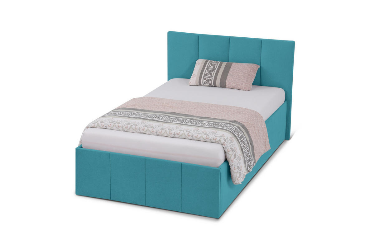 POLSTERBETT Dalas Blau 120 x 200 x 40 cm Stauraum Mit hochwertiger Matratze H2 (bis 100 kg) und Lattenrost - Blau, Holz (120/200cm) - Halmon Schlafkomfort Betten 