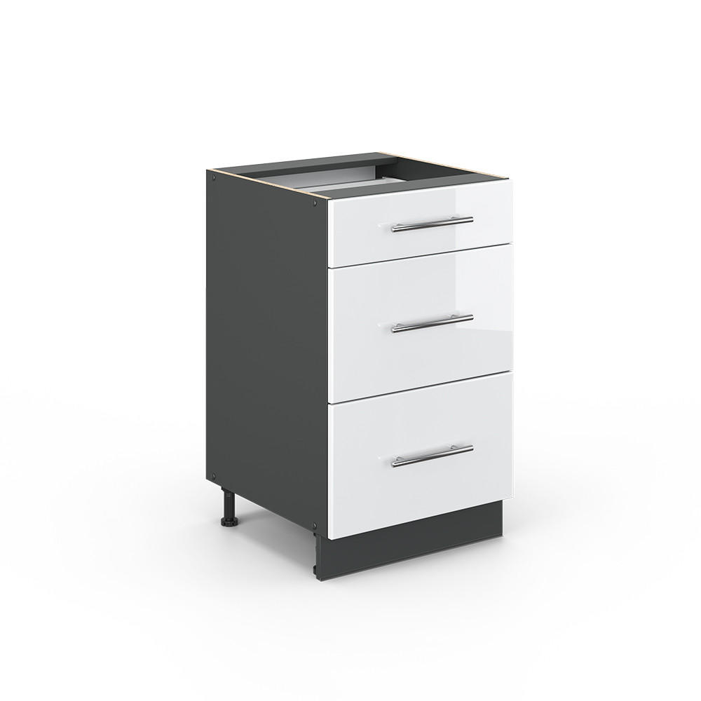SCHUBLADENSCHRANK Fame-Line Weiß Hochglanz 50 cm ohne AP - Weiß Hochglanz/Anthrazit, Holzwerkstoff (50/82/51.6cm) - Vicco