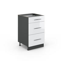 SCHUBLADENSCHRANK Fame-Line Weiß Hochglanz 50 cm ohne AP - Weiß Hochglanz/Anthrazit, Holzwerkstoff (50/82/51.6cm) - Vicco