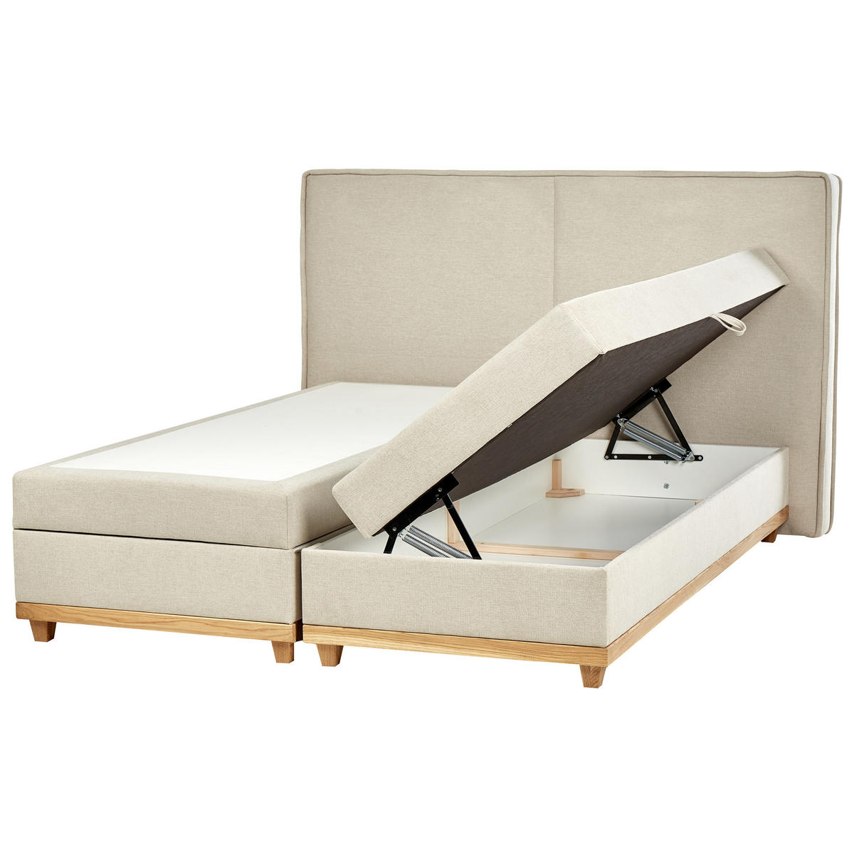 BOXSPRINGBETT 180/200cm Helles Beige Dynasty - Beige, Textil (180/200cm) - Beliani