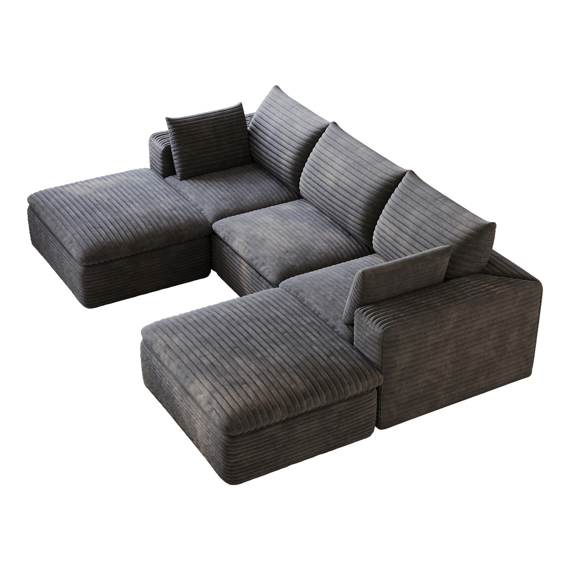 WOHNLANDSCHAFT DE-34773 3-Sitzer mit abnehmbare Polsterung Dunkelgrau - Dunkelgrau, Textil (160/60/260cm) - ComfortXL
