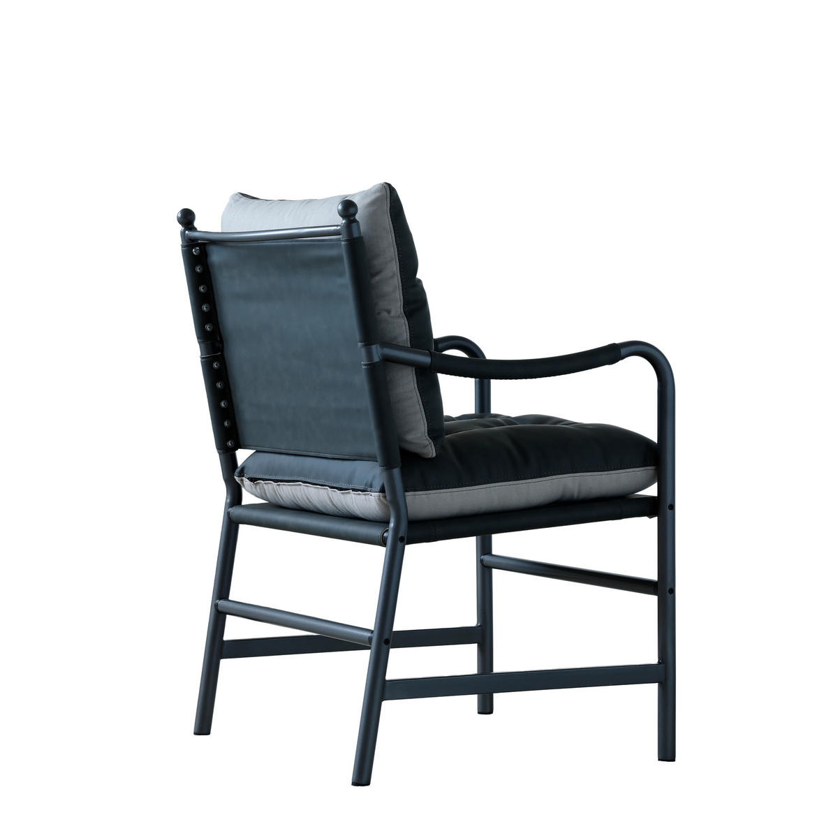 SESSEL PU-Leder mit schwarzem Metallrahmen, DE-42431, Braun - Schwarz, Metall (62/90/60cm) - ComfortXL