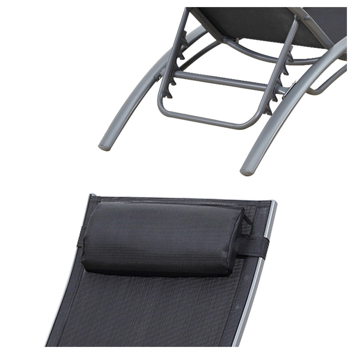 SONNENLIEGEN Galapagos Grau 2er-Set - Grau, Metall (63/82/173.5cm) - Happy Garden