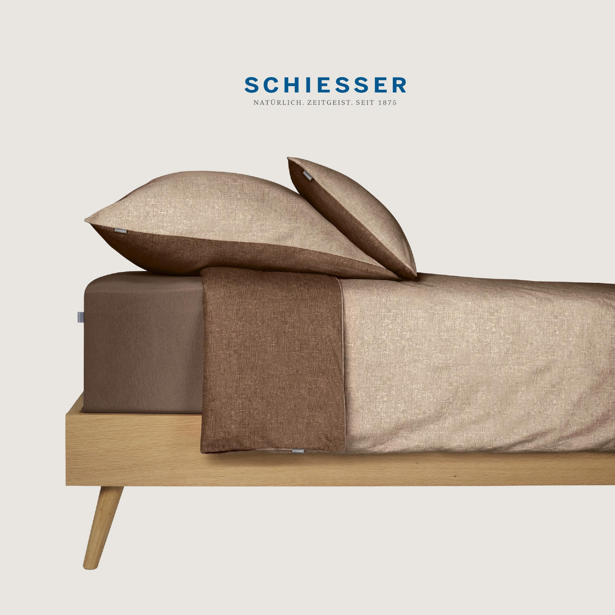 BETTWÄSCHESET Doubleface - Feinbiber - 2-teilig - 155 x 220 cm - Sand - Sandfarben, Textil (155/220cm) - SCHIESSER