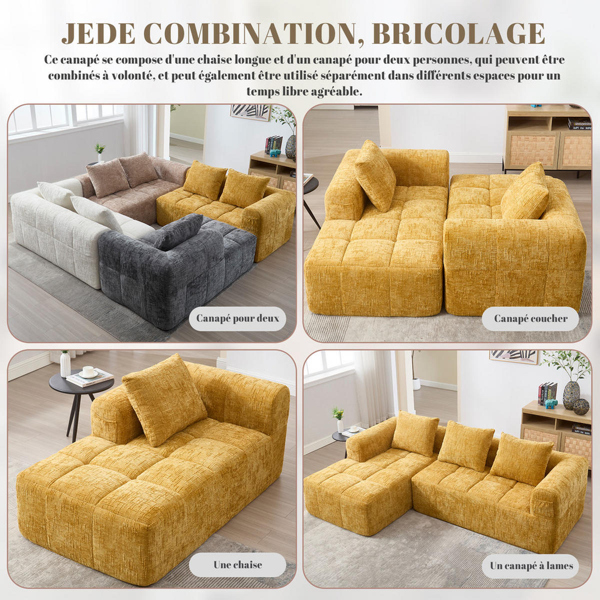 ECKSOFA Chenille 250x158cm - Gelb, Textil (37/38.5cm) - Raelunyi