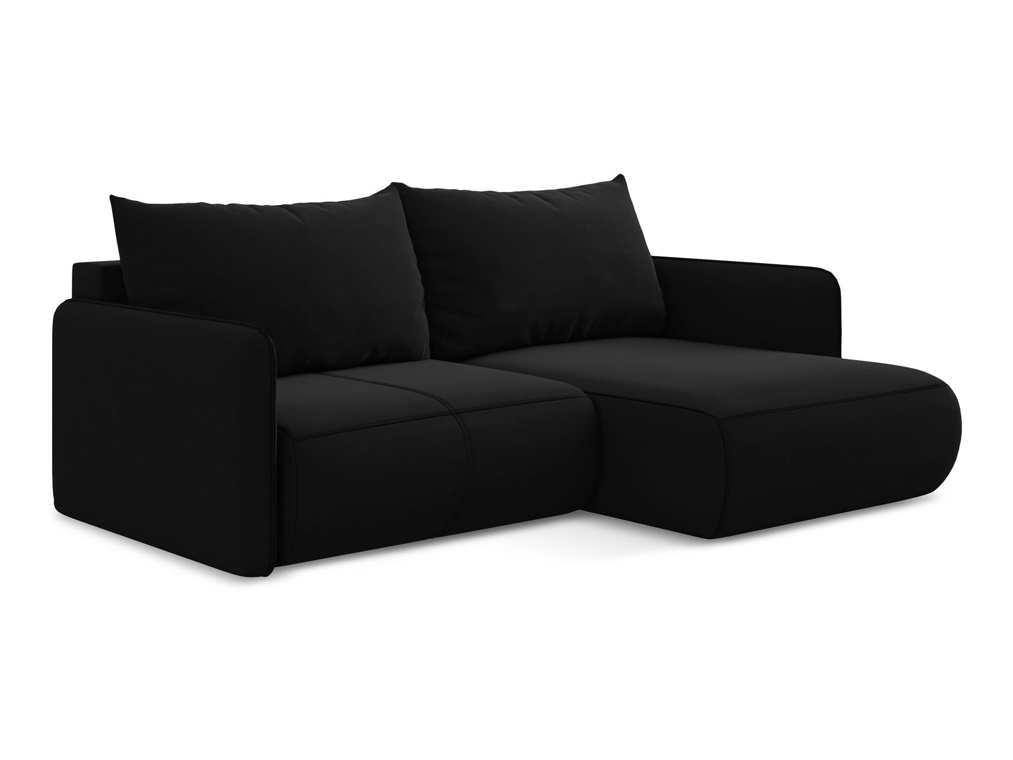ECKSOFA mit Schlaffunktion Samt Stoff Schwarz - Schwarz, Kunststoff/Textil (207/148cm) - Makamii