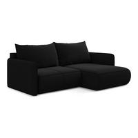 ECKSOFA mit Schlaffunktion Samt Stoff Schwarz - Schwarz, Kunststoff/Textil (207/148cm) - Makamii