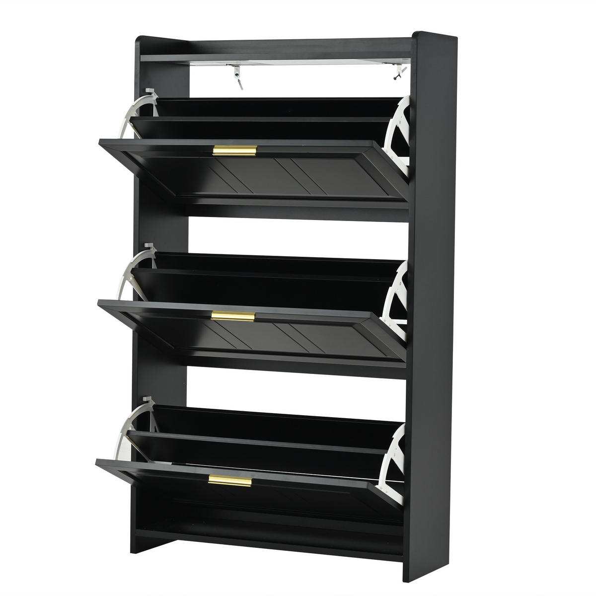 SCHUHSCHRANK Schwarz MDF 6 Fächer 70x24x120cm Stauraum - Schwarz, Holzwerkstoff (24/120/70cm) - FLIEKS