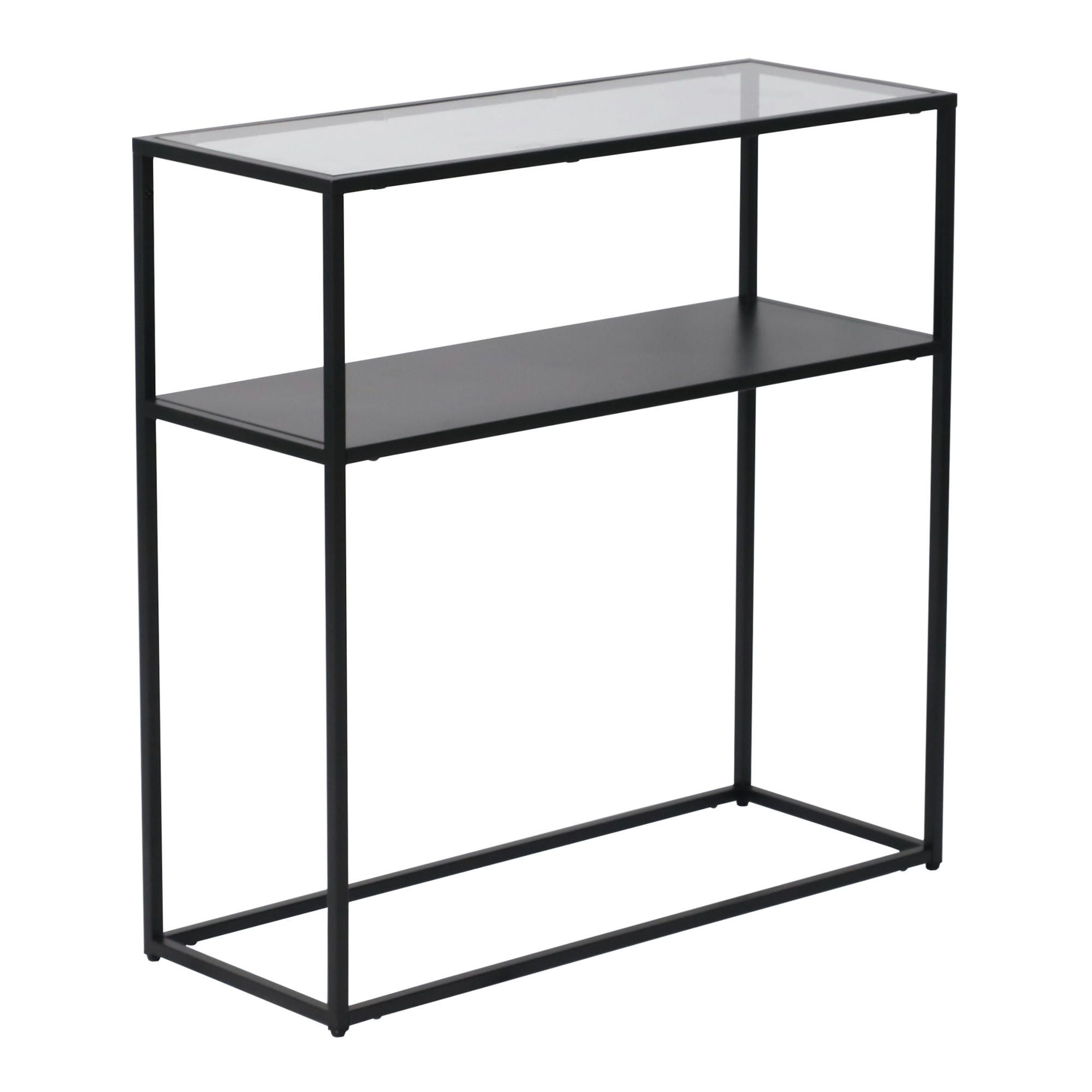 KONSOLENTISCH Kuhmo - Transparent/Schwarz, Glas/Metall (30/80/80cm) - [en.casa]