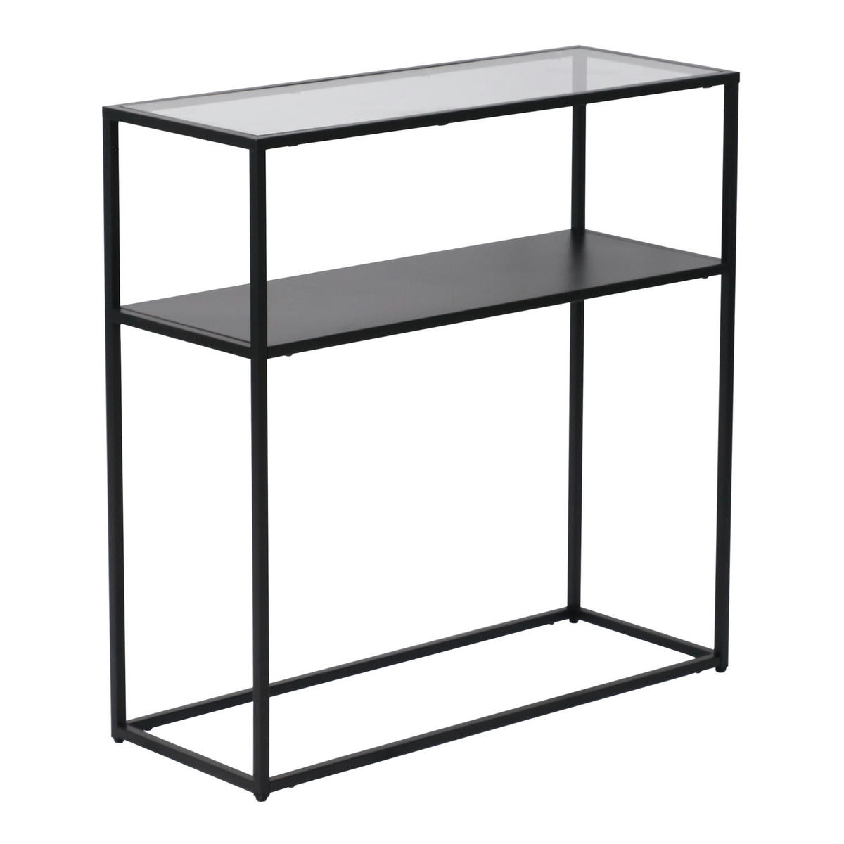 KONSOLENTISCH Kuhmo - Transparent/Schwarz, Glas/Metall (30/80/80cm) - [en.casa]