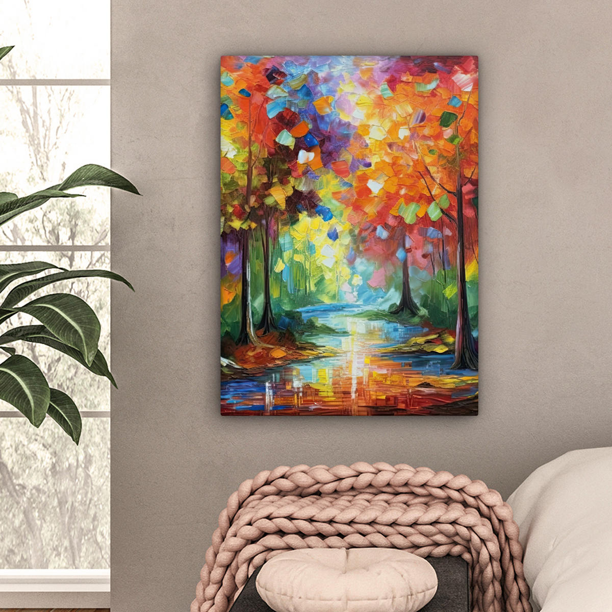 LEINWANDBILD Landschaft - Wald - Farben - Natur 60x80 cm - Multicolor, Textil (60/80cm) - MuchoWow