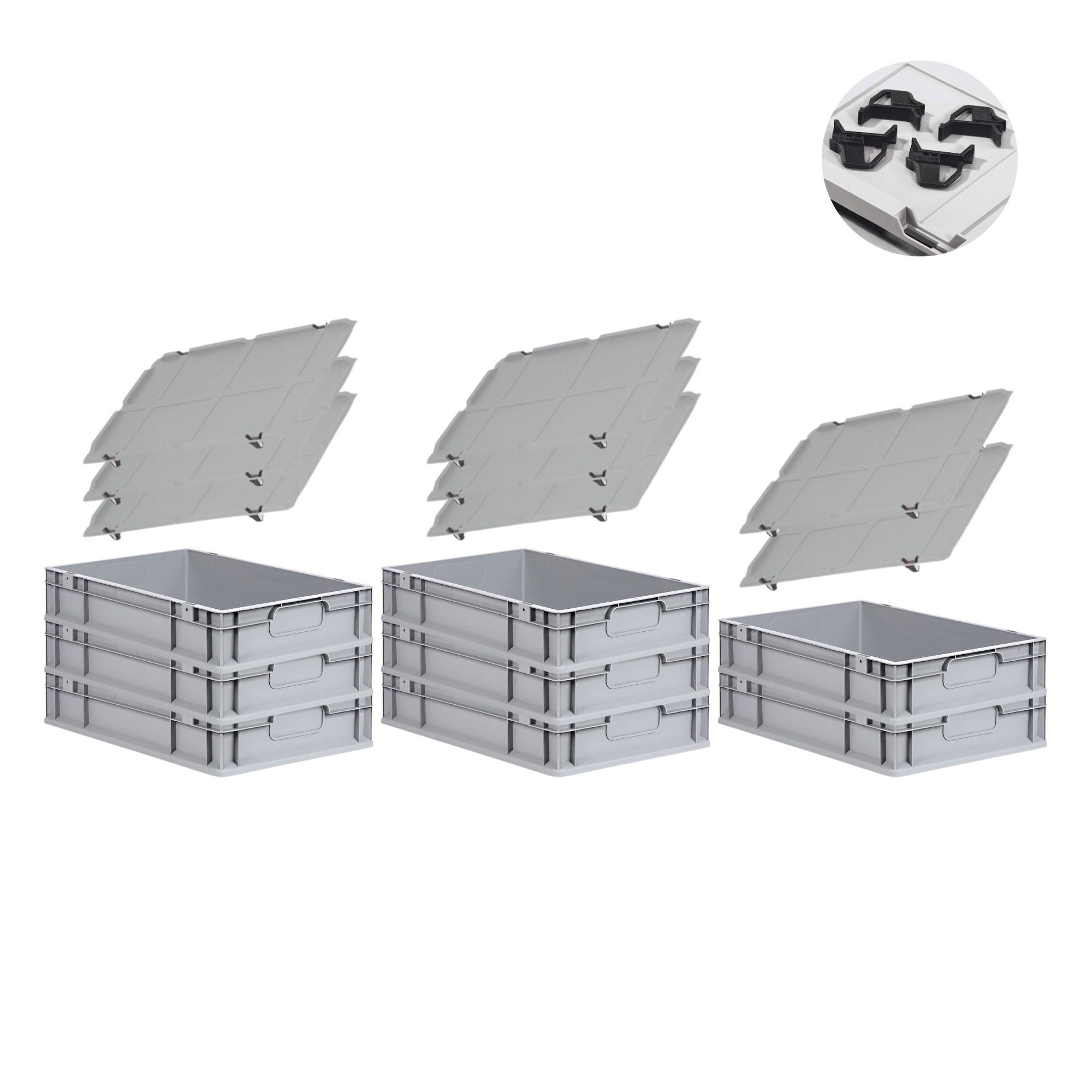 EUROBOX 8x Nextgen Economy Mit Auflagedeckel Grau/Schwarz Griffe Geschlossen - Schwarz, Kunststoff (40/12/60cm) - PROREGAL