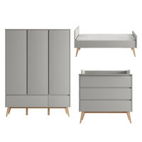 POKOJ PRO MIMINKO 3DÍLNÝ Swing Šedá a dřevo - šedá, kompozitní dřevo (144/89/76cm) - Petits-meubles