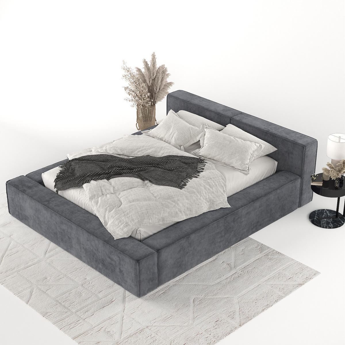 POLSTERBETT Casto mit Stauraum 200/200 cm Anthrazit im Terra NW Stoff - Anthrazit/Schwarz, Holz/Holzwerkstoff (200/200cm) - AltaBeds