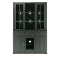 BUFFETSCHRANK grün 130 x 196 cm, Buffet Landhaus-Stil - Chromfarben/Schwarz, Glas/Holzwerkstoff (130/196/43cm) - Furn.Design
