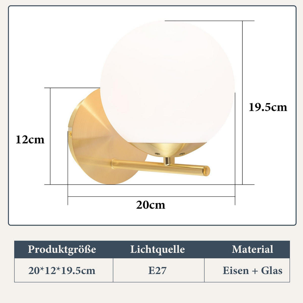 WANDLEUCHTE Quelle - Goldfarben, Metall (20/12/20cm) - Nettlife