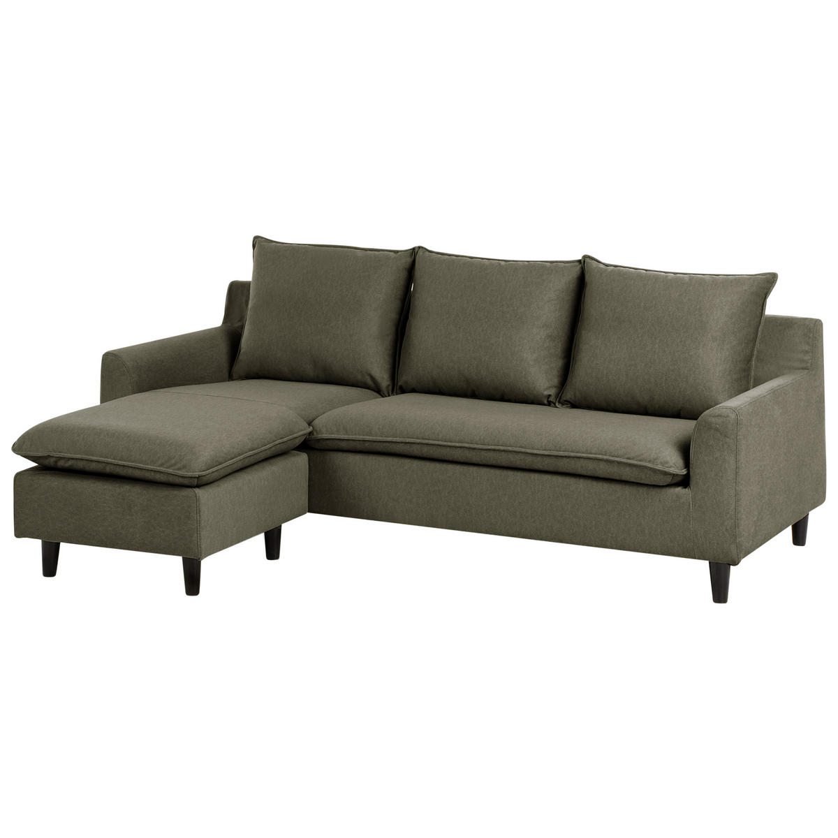 ROHOVÁ POHOVKA 3-místná Sametová látka Tmavě zelená pravostranná Elvenes - zelená barva/hnědá, textil (206/140cm) - Beliani