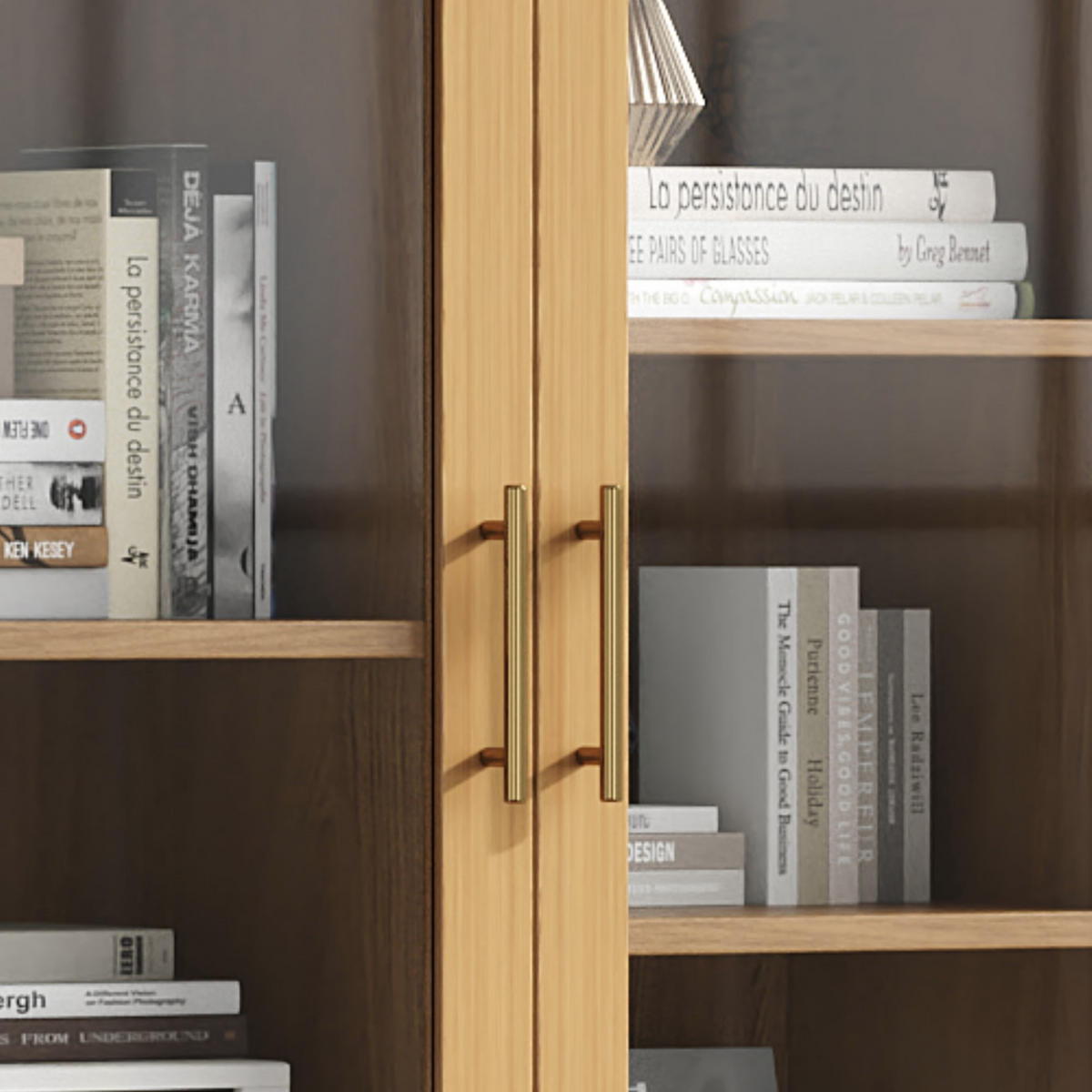VITRINE in Naturfarben Aktenschrank mit Schubladen für Wohnzimmer, Schlafzimmer oder Büro, B80/T40/H160cm - Transparent/Naturfarben, Glas/Holzwerkstoff (80/160/40cm) - STILVORA
