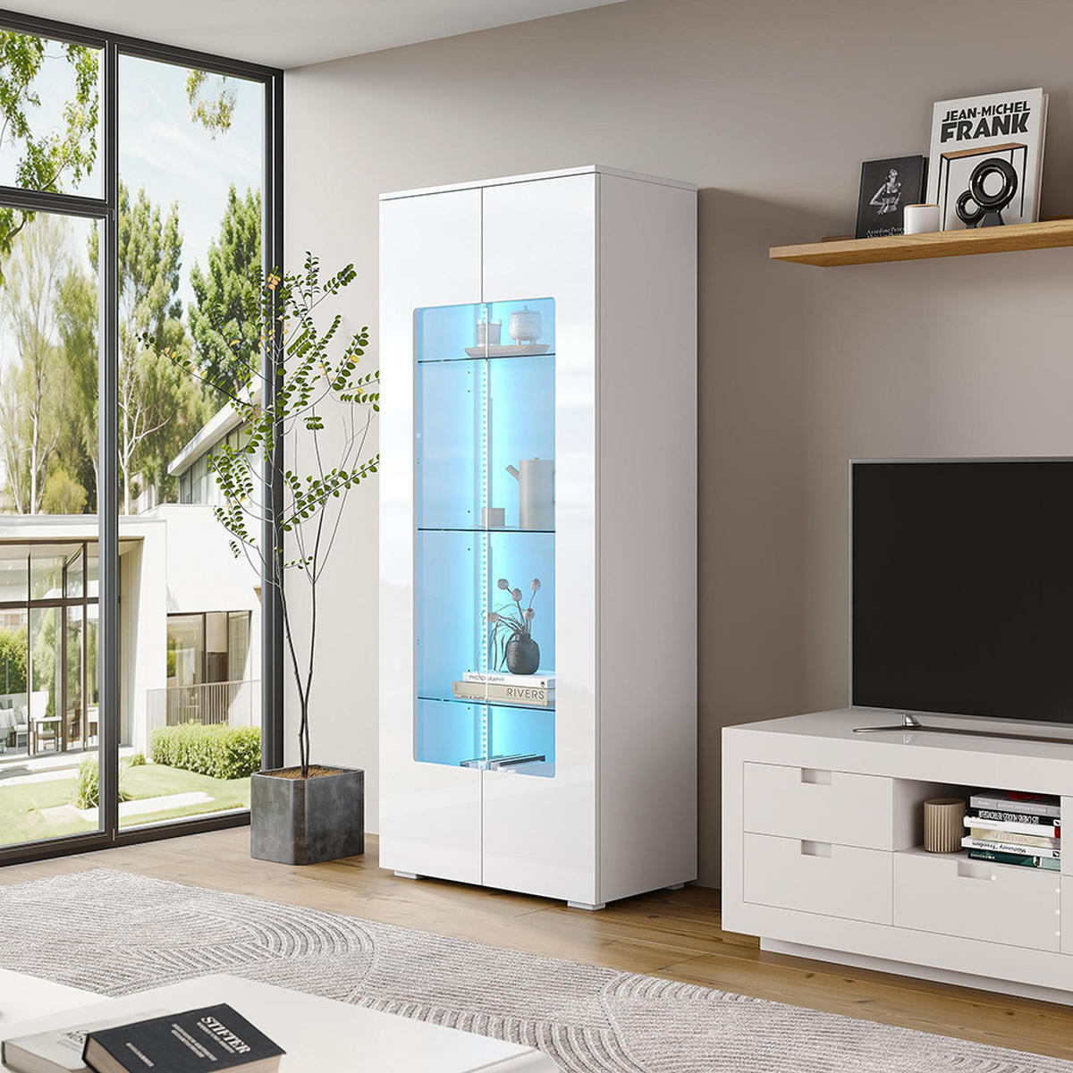 VITRINE 70x40x173cm in Weiß - Weiß, Holzwerkstoff (40/173/70cm) - KOMHTOM