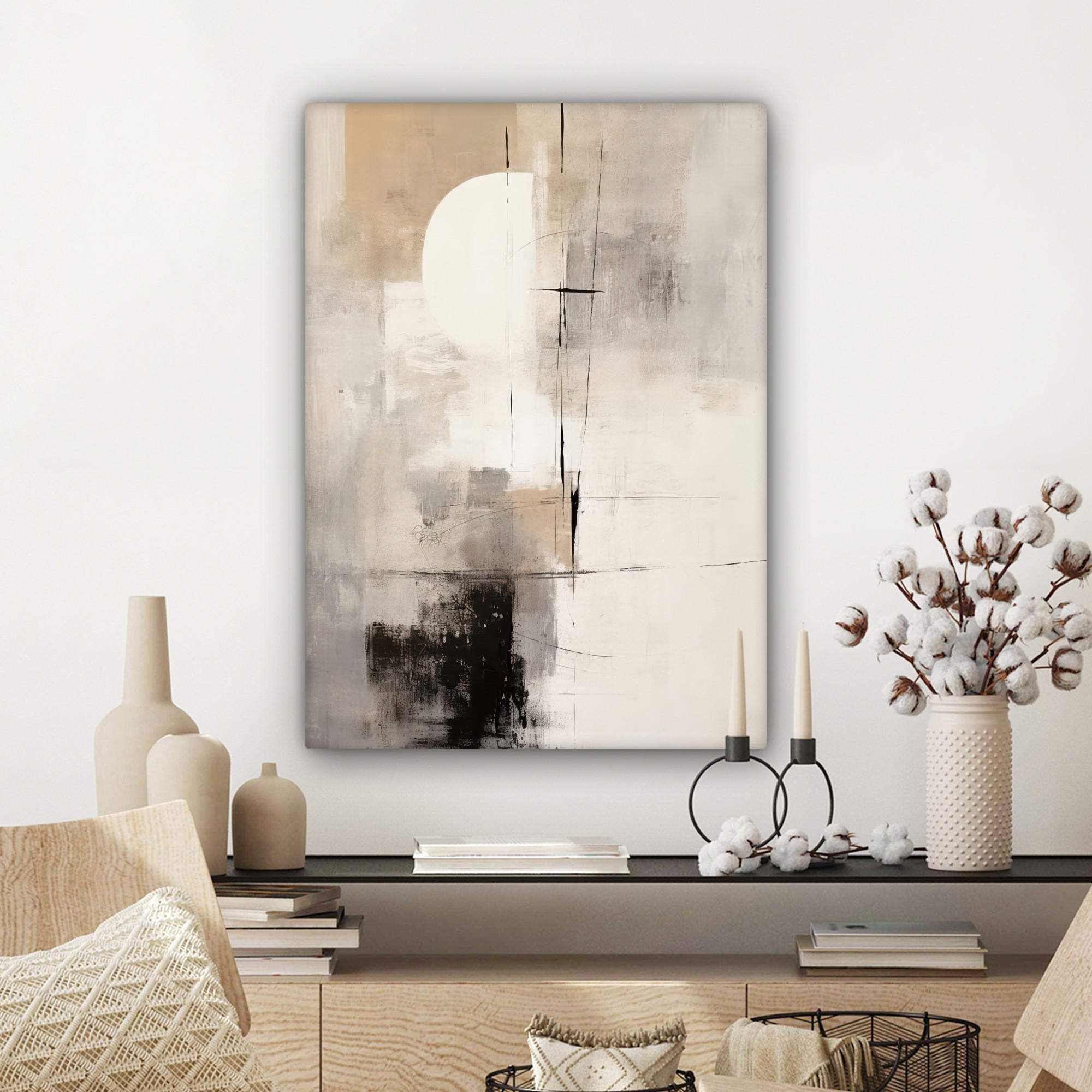 LEINWANDBILD Abstrakt - Kunst - Grau 60x80 cm - Hellgrau, Textil (60/80cm) - MuchoWow