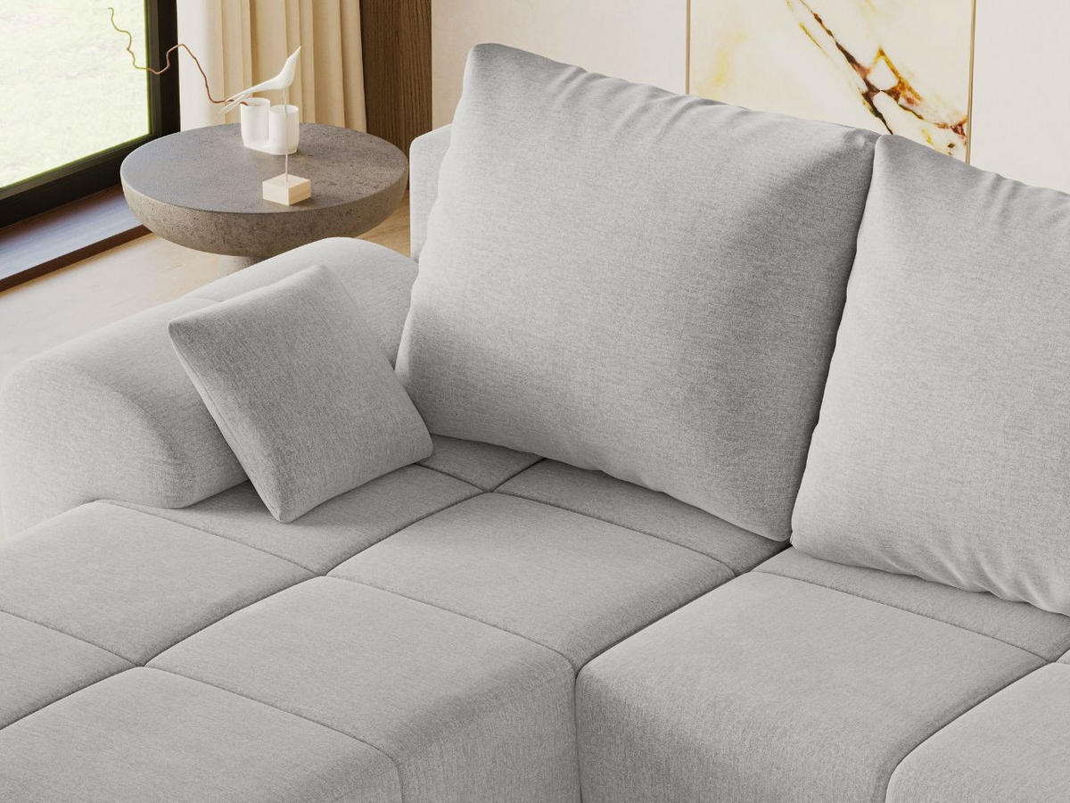 ECKSOFA Monti Grau Links - Silberfarben/Grau, Holz/Textil (188/290cm) - Graingold