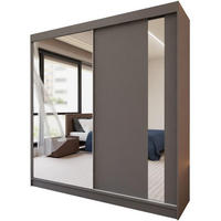 SCHWEBETÜRENSCHRANK Gaja 200/216/61 graphit mit Spiegel und Schubladeneinsätze - Graphitfarben, Holzwerkstoff (200/216/61cm) - Beautysofa