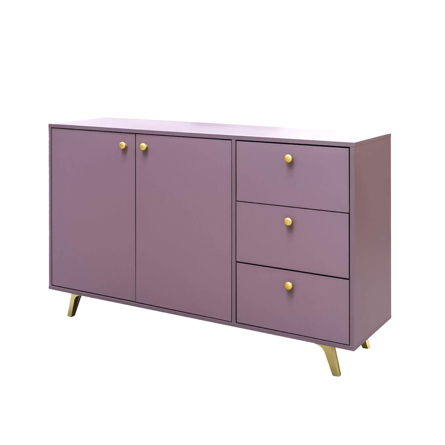 KOMMODE GALIO 100/112/41cm mit Schubladen 4 Türen Violett - Violett, Holzwerkstoff (100/112/41cm) - MASSENO