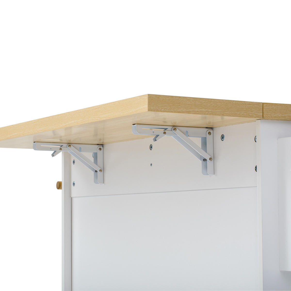 KÜCHENINSEL 100x70x91.5cm weiß/Holzoptik mit Mattglas & Rollen - Weiß, Holzwerkstoff (100/91.5/70cm) - Modfu