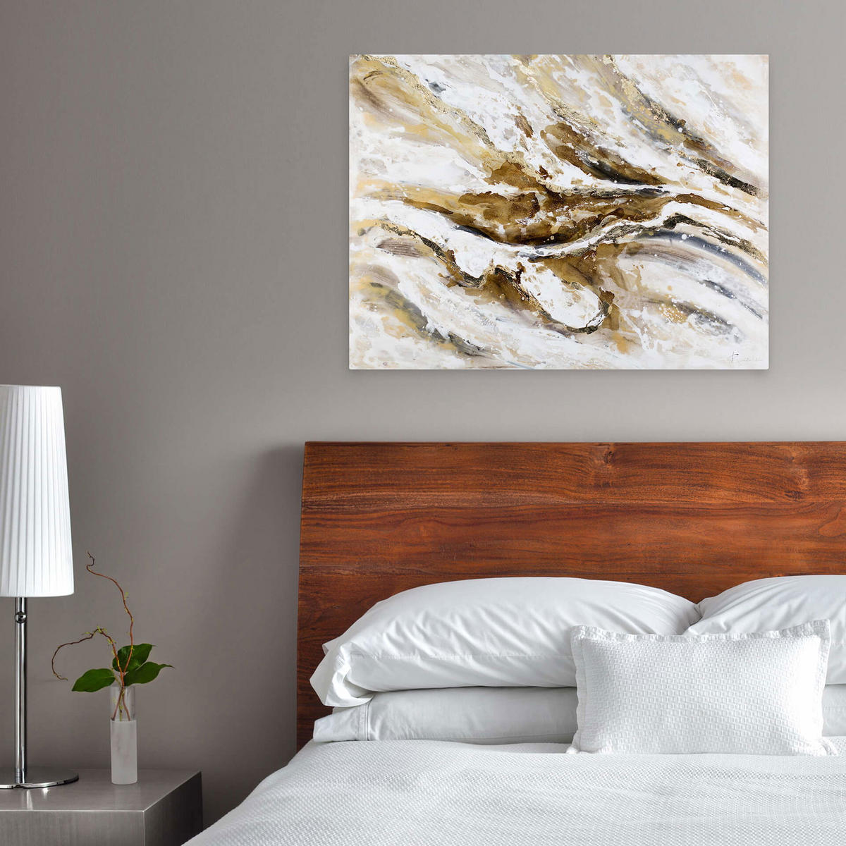 ACRYLBILD HANDGEMALT 100/75 cm - Weiß/Braun, Holz/Textil (2.12/75cm) - KUNSTLOFT