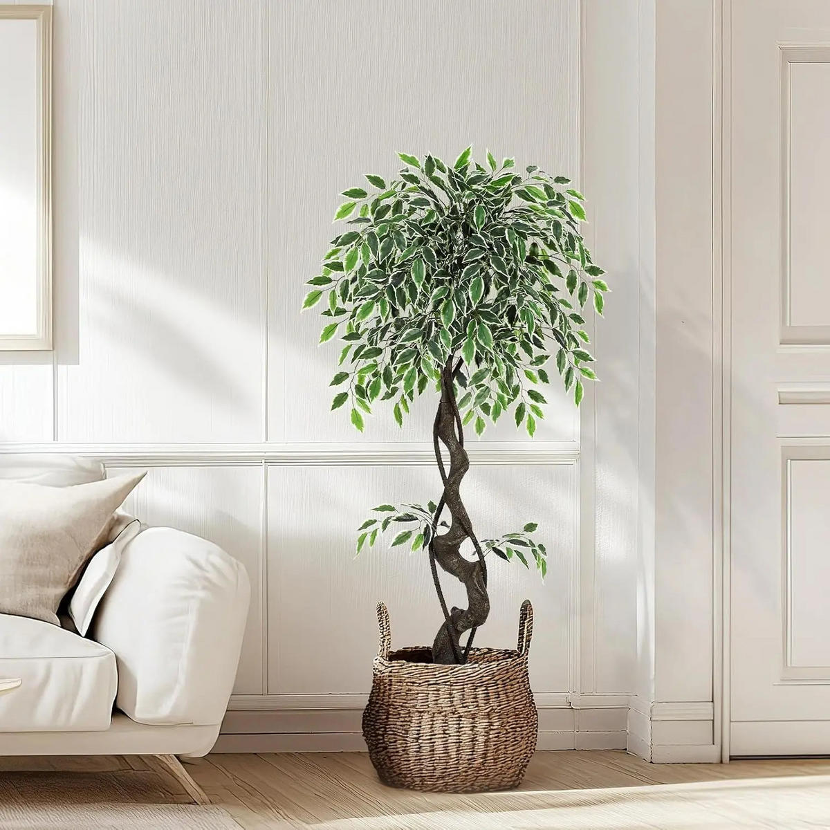 KUNSTPFLANZE Ficus Style 120cm Grün mit weißem Topf - Grün, Kunststoff (120cm) - Coonoor