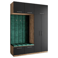 GARDEROBENSCHRANK REMA 180/240/60 cm Modern Garderobe-Set Eiche Lefkas - Eichefarben/Schwarz, Holzwerkstoff (180/240/60cm) - MASSENO