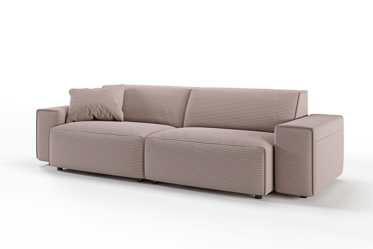 SOFA RANI Pink Cord - Pink/Schwarz, Kunststoff/Textil (256/71/101cm) - KAWOLA